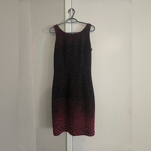 Chic Black and Pink Polka Dot Midi Dress Size 6 Brand JM studio By John  Meyer